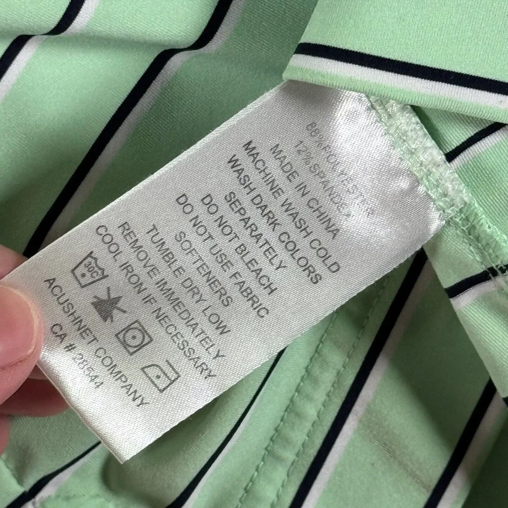 Footjoy Polo Shirt Mens Large Green Stripe Golf Sport Lightweight Stretch Active